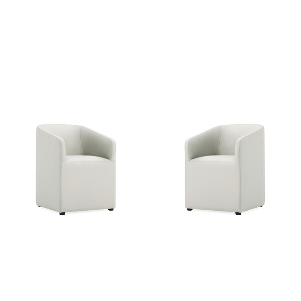 Manhattan Comfort Anna Round Faux Leather Dining Chair in Light Stone Grey - Set of 2 2-DC059AR-ST - main